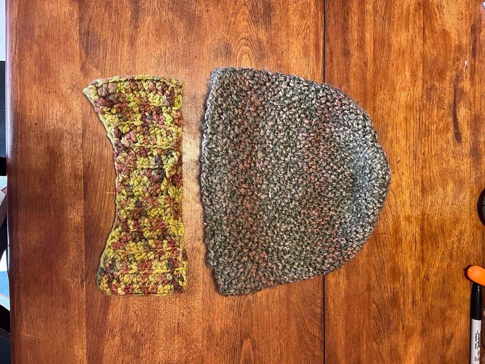 Handmade Crochet Beanie Hat and Headband Set Multi Color